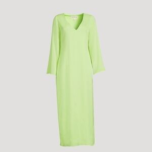 Mara Hoffman Naliyah neon green lime V neck midi dress 16